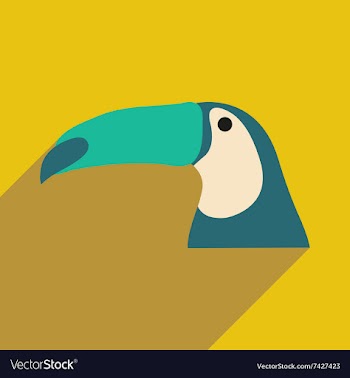 Flat icon with long shadow Brazilian toucan vector image