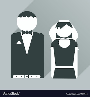 Flat icon with long shadow bride and groom vector image