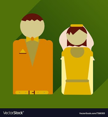 Flat icon with long shadow bride and groom vector image