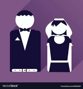 Flat icon with long shadow bride and groom vector image