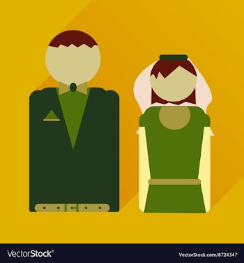 Flat icon with long shadow bride and groom vector image