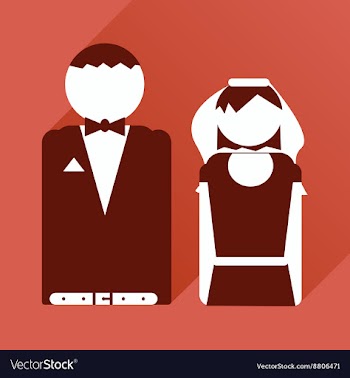 Flat icon with long shadow bride and groom vector image