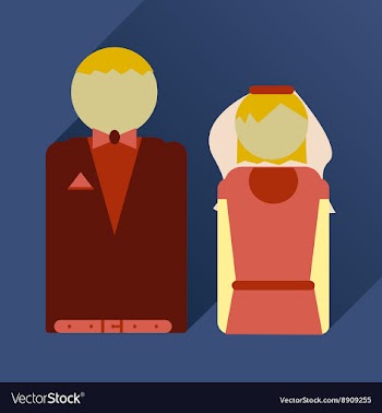 Flat icon with long shadow bride and groom vector image