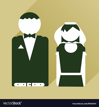 Flat icon with long shadow bride and groom vector image