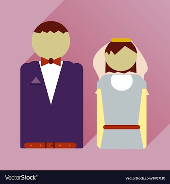 Flat icon with long shadow bride and groom vector image