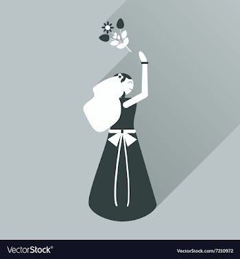 Flat icon with long shadow bride throws bouquet vector image