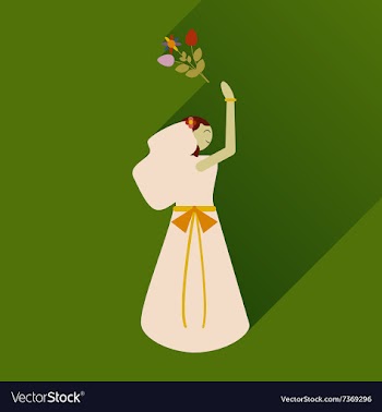 Flat icon with long shadow bride throws bouquet vector image