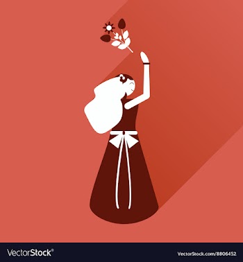 Flat icon with long shadow bride throws bouquet vector image