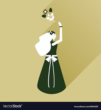 Flat icon with long shadow bride throws bouquet vector image