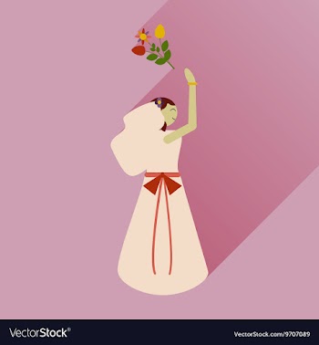 Flat icon with long shadow bride throws bouquet vector image