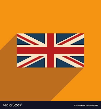Flat icon with long shadow British flag vector image
