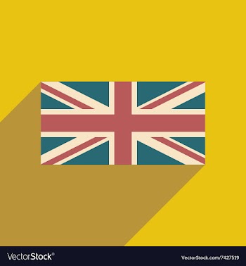 Flat icon with long shadow British flag vector image