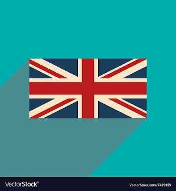 Flat icon with long shadow British flag vector image