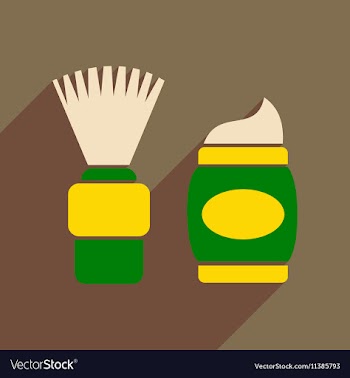 Flat icon with long shadow brush and shaving foam vector image