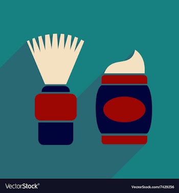 Flat icon with long shadow brush and shaving foam vector image