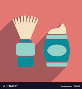 Flat icon with long shadow brush and shaving foam vector image
