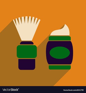 Flat icon with long shadow brush and shaving foam vector image