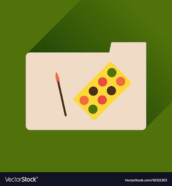 Flat icon with long shadow Brush Palette folder vector image