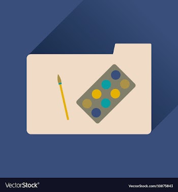 Flat icon with long shadow Brush Palette folder vector image