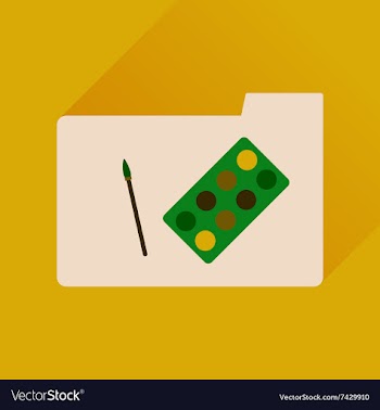 Flat icon with long shadow Brush Palette folder vector image