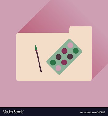 Flat icon with long shadow Brush Palette folder vector image