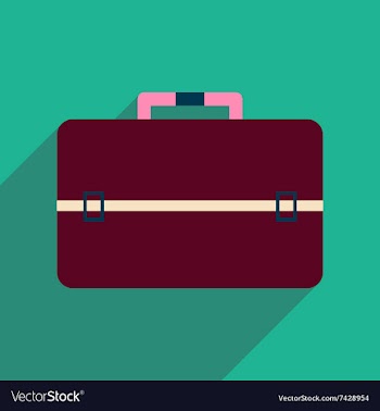 Flat icon with long shadow business bag vector image
