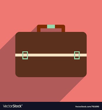 Flat icon with long shadow business bag vector image
