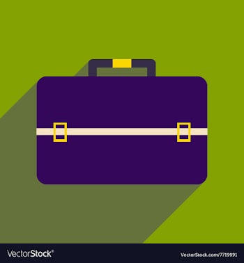 Flat icon with long shadow business bag vector image