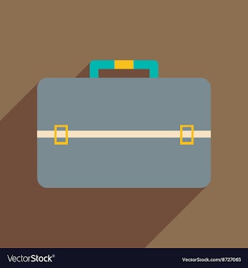 Flat icon with long shadow business bag vector image