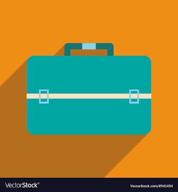 Flat icon with long shadow business bag vector image