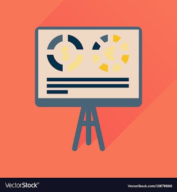 Flat icon with long shadow business presentation vector image