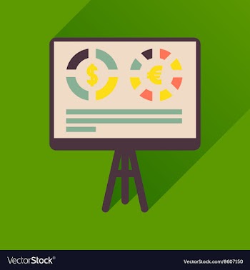 Flat icon with long shadow business presentation vector image