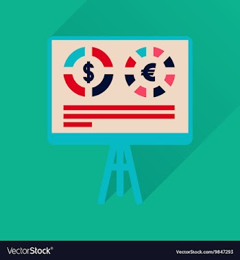 Flat icon with long shadow business presentation vector image
