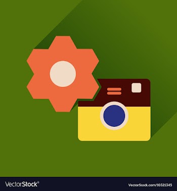 Flat icon with long shadow camera settings vector image