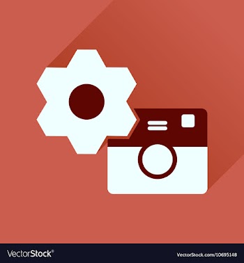Flat icon with long shadow camera settings vector image