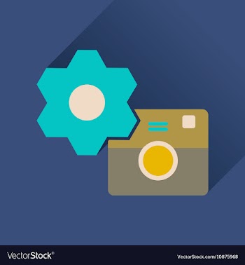 Flat icon with long shadow camera settings vector image