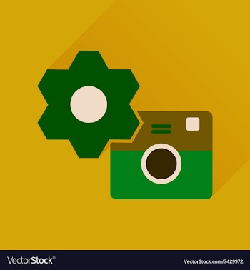 Flat icon with long shadow camera settings vector image