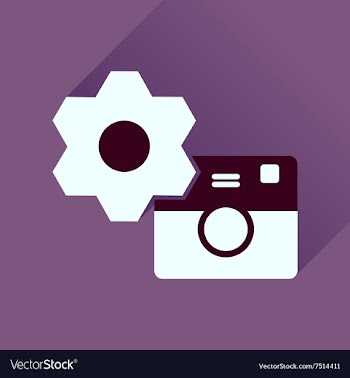 Flat icon with long shadow camera settings vector image