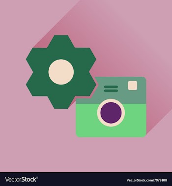 Flat icon with long shadow camera settings vector image