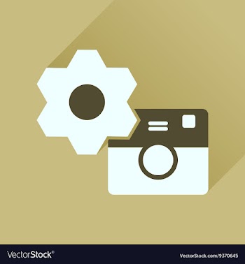 Flat icon with long shadow camera settings vector image