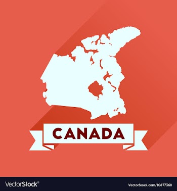 Flat icon with long shadow Canada map vector image