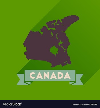 Flat icon with long shadow Canada map vector image