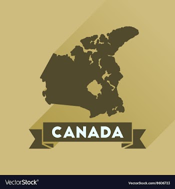 Flat icon with long shadow Canada map vector image