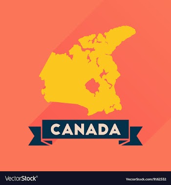 Flat icon with long shadow Canada map vector image