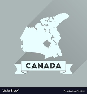 Flat icon with long shadow Canada map vector image