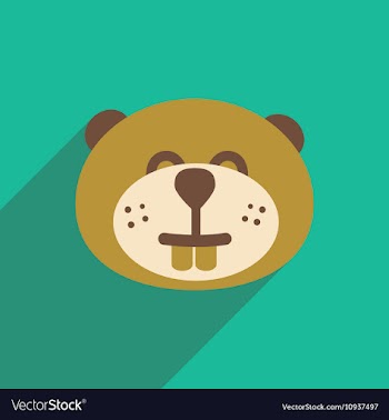 Flat icon with long shadow Canadian beaver vector image