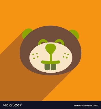Flat icon with long shadow Canadian beaver vector image