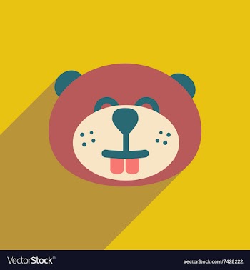 Flat icon with long shadow Canadian beaver vector image