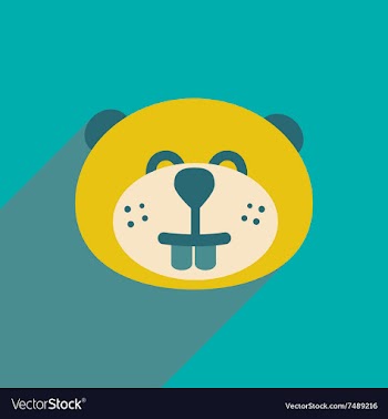 Flat icon with long shadow Canadian beaver vector image