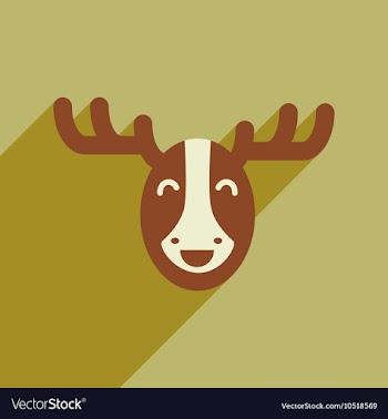 Flat icon with long shadow Canadian moose vector image